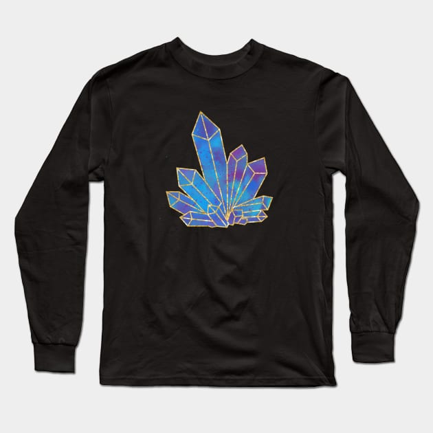 Ocean Blue Crystal Shard Long Sleeve T-Shirt by Erinnn48